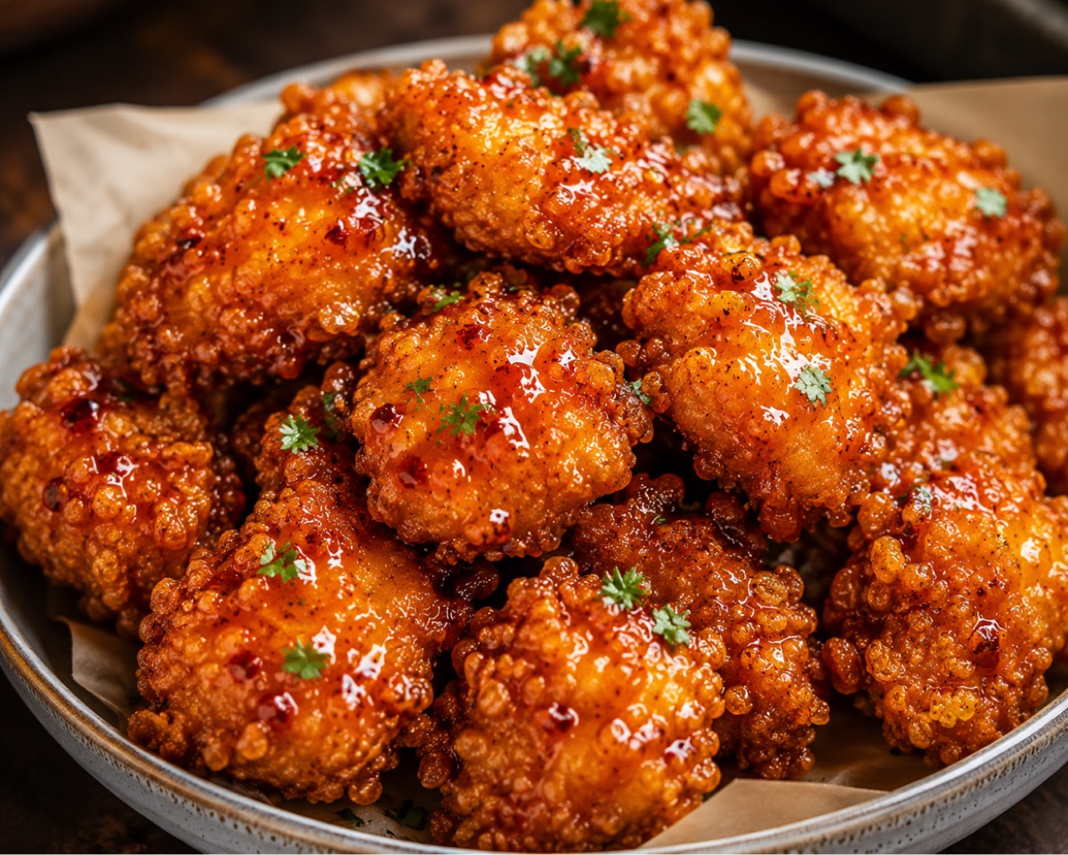 Hot Honey Cornflake Chicken Bites.